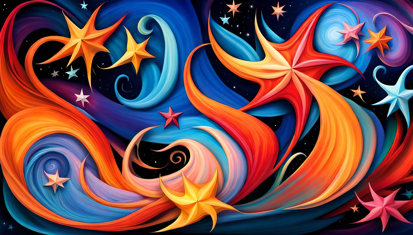 Dynamic Swirling Star Cluster with Pointy Stars