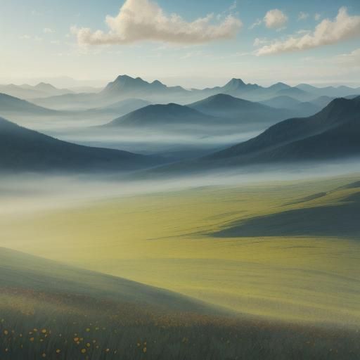 Surreal Panoramic Landscape with Whispering Winds