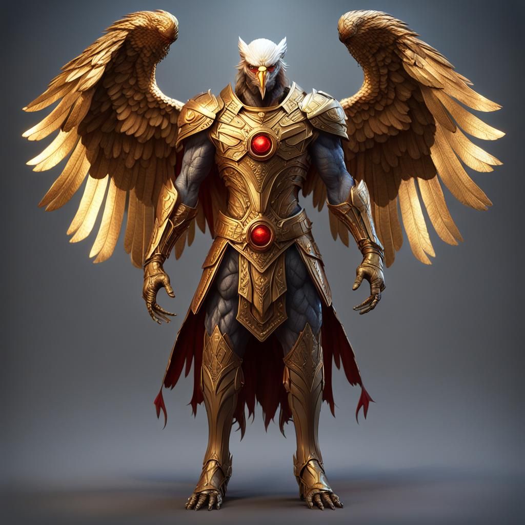 Golden Eagle Hybrid in Dark Fantasy Style