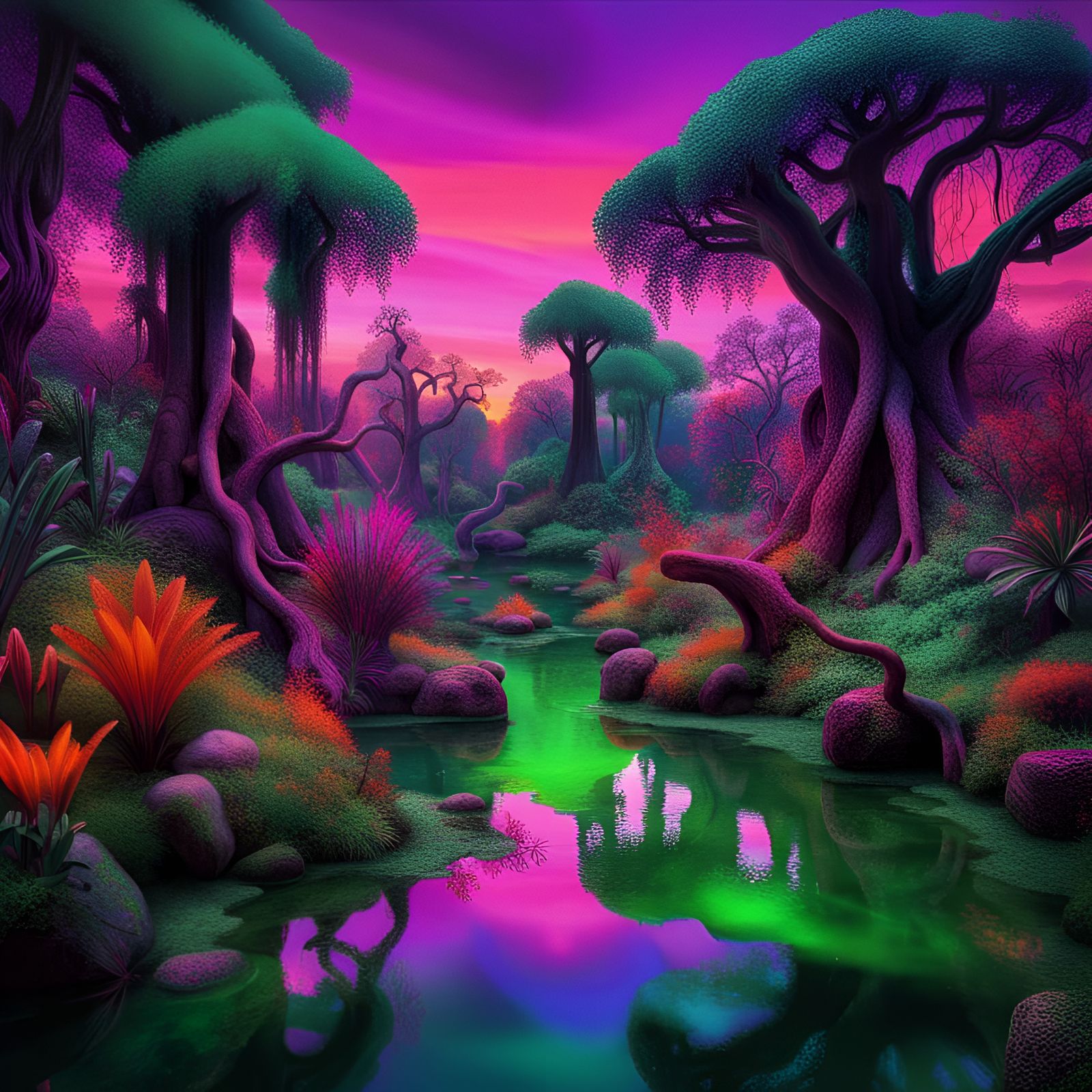 Ice Age Garden of Eden Under a Colorful Sky