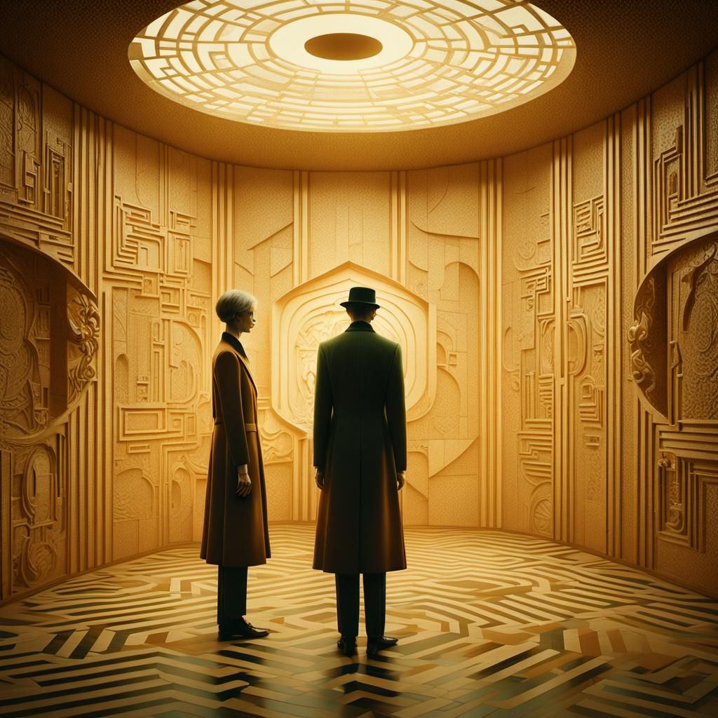 Elegant Bizarre Figures in Surreal Minimalism Style