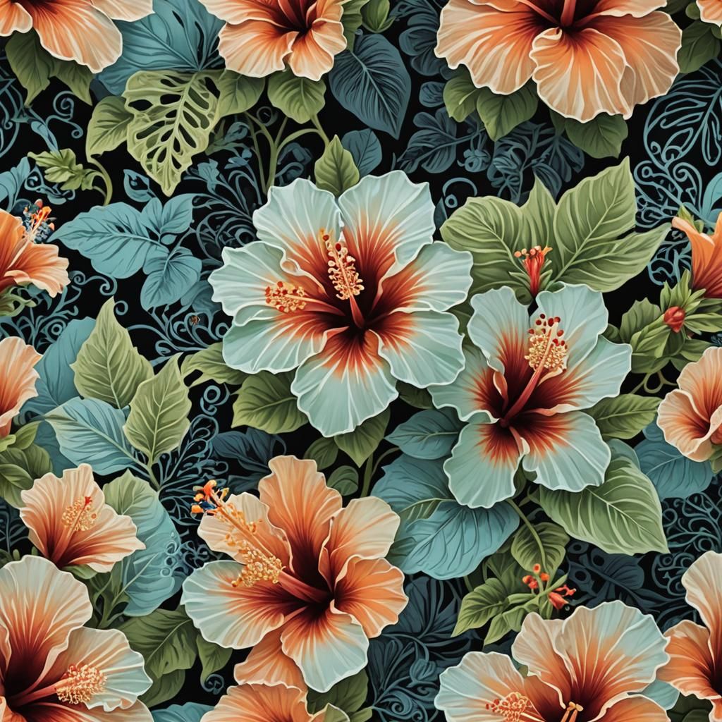 Macro Hibiscus Blossom with Intricate Filigree Details