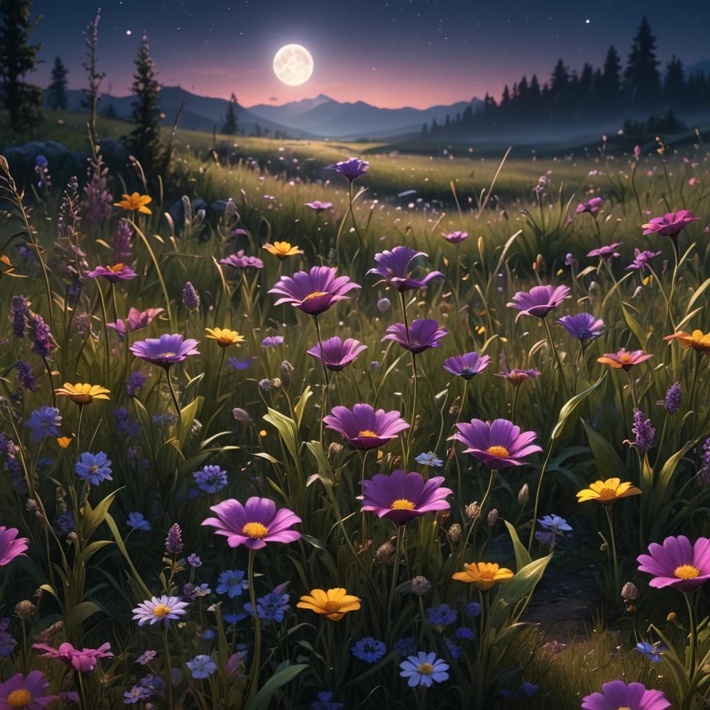 Wandering Flower in Meadow: Fantasy Concept Art