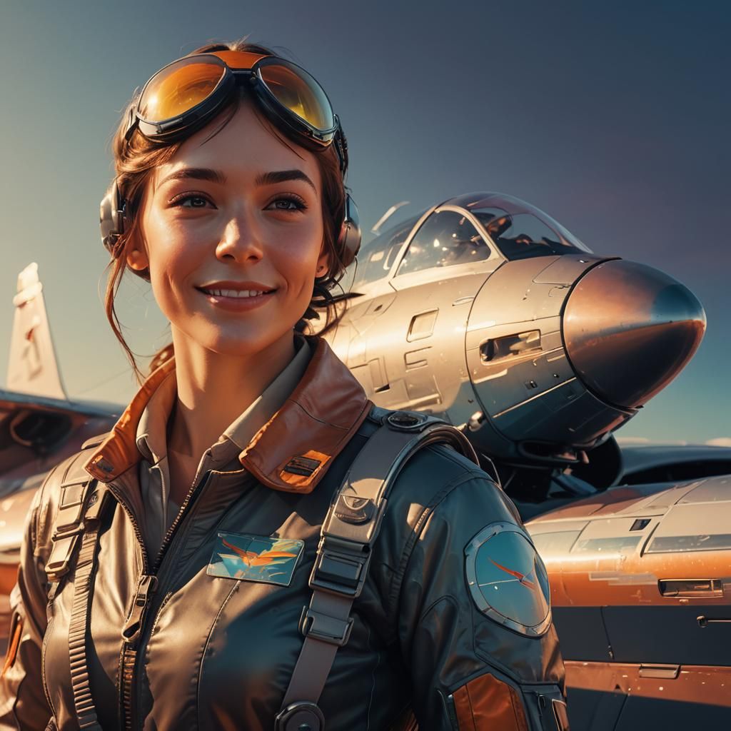 Gorgeous Pilot in Futuristic Jet Cockpit