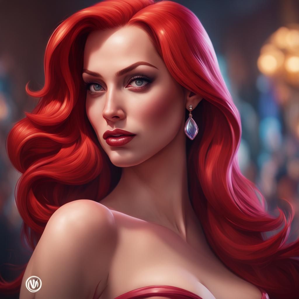 Hyperrealistic Jessica Rabbit Portrait in Digital Art Style