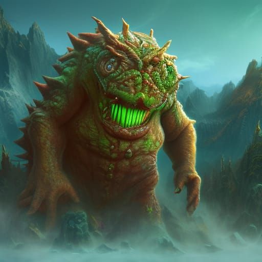 Fantastical Detailed Matte Painting of a Monster