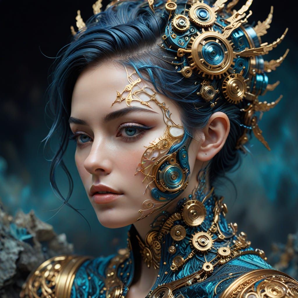 Surreal Portrait in Steampunk Digital Art Style