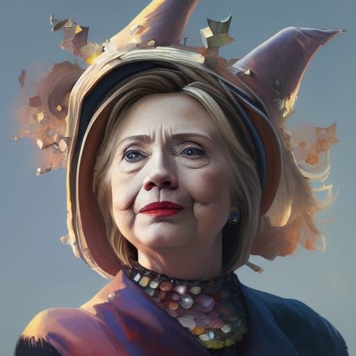 Hillary Clinton as a Happy Witch: Digital Portrait