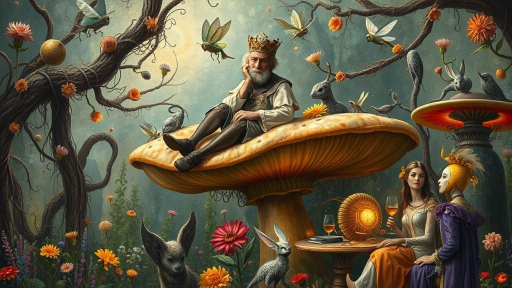 Surreal Garden Party with Prince, Fantasy Art