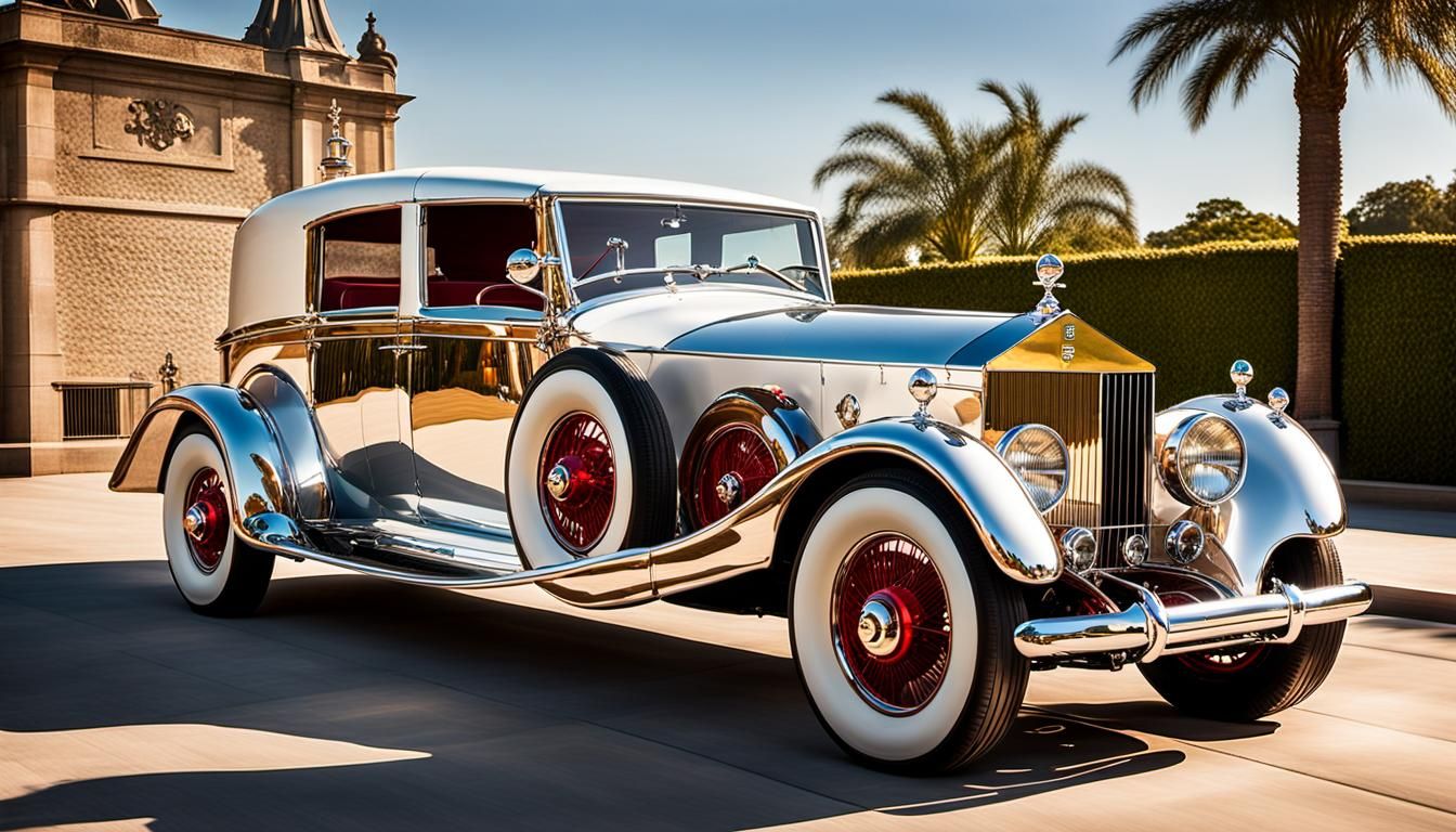White-Gold Steampunk Hot Rod Rolls-Royce in Hyperrealism