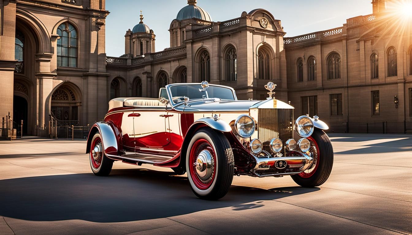 Steampunk Rolls-Royce Hot Rod in Hyperrealistic Splash Art