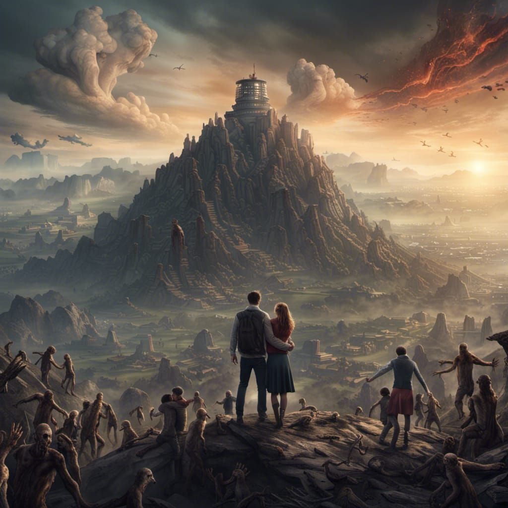 Epic Mountain Top Embrace Amidst Zombie Apocalypse