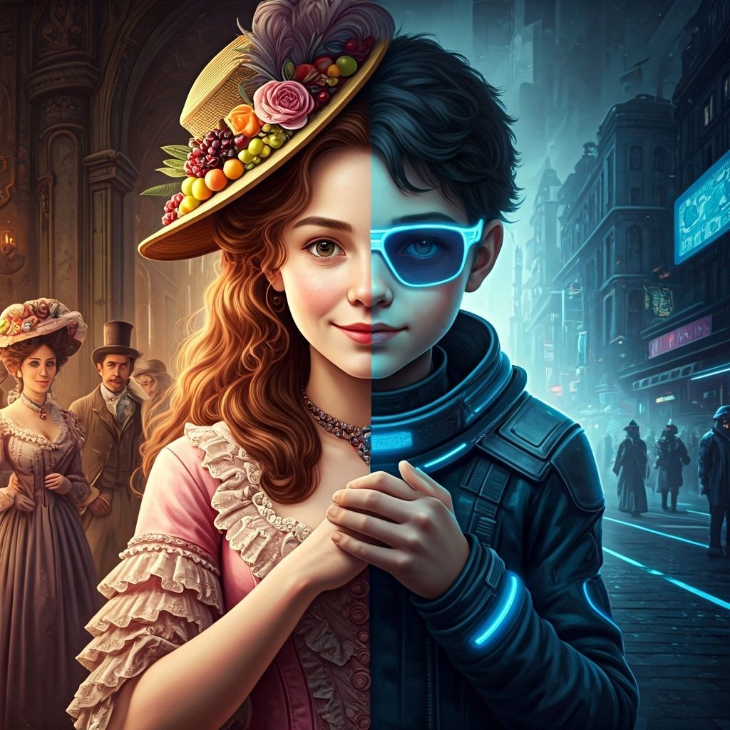 Soulmates Across Time: A Detailed Matte Painting