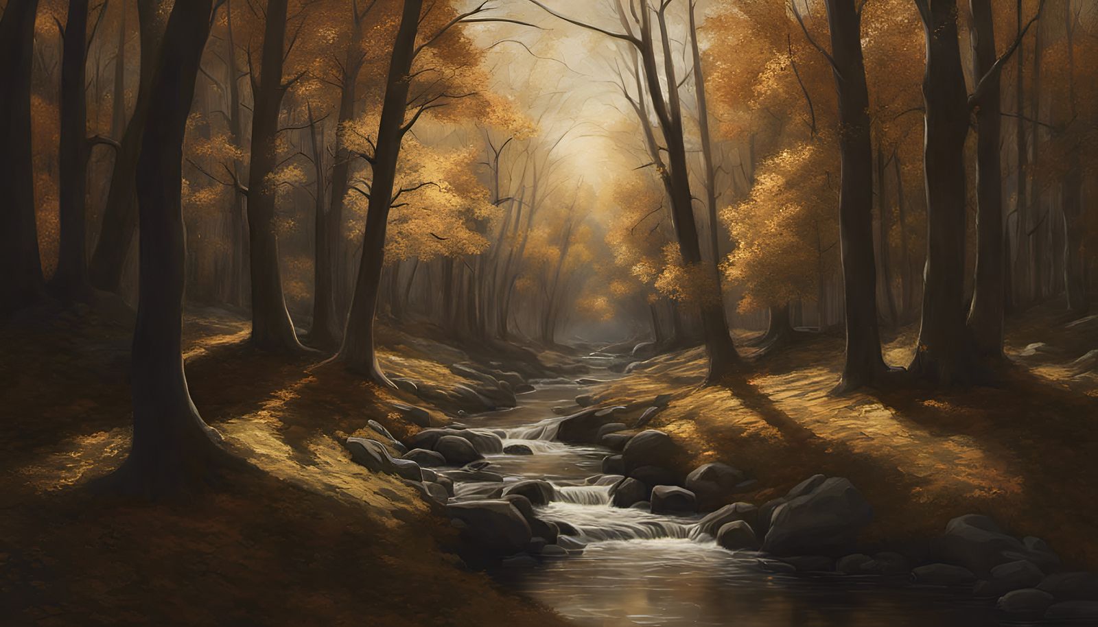 Minnesota Forest in Autumn as Classical Painting