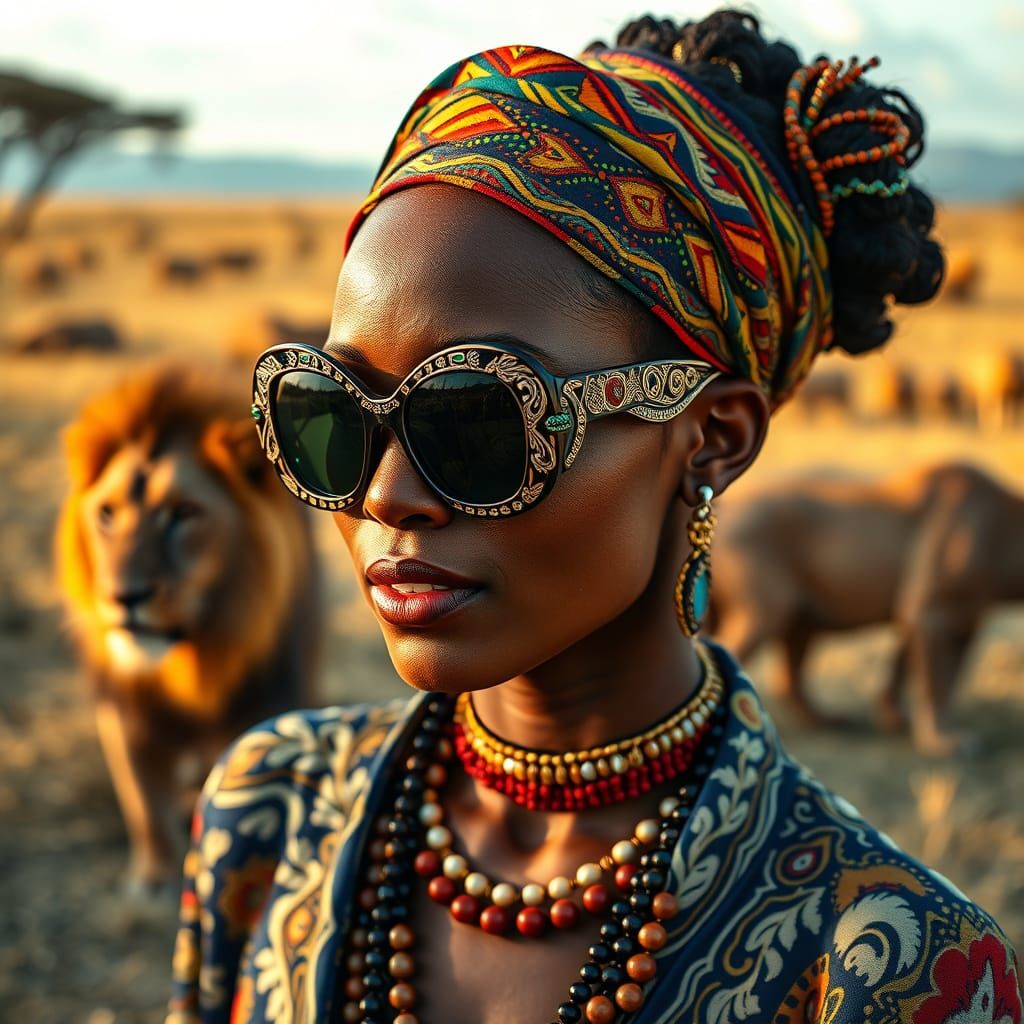 Elegant Rwandan-Inspired Sunglasses Against a Savanna Landsc...