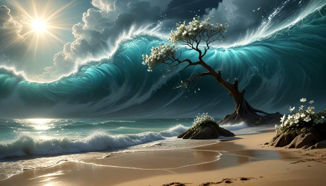 Celestial Beach Portal in Vibrant Colors