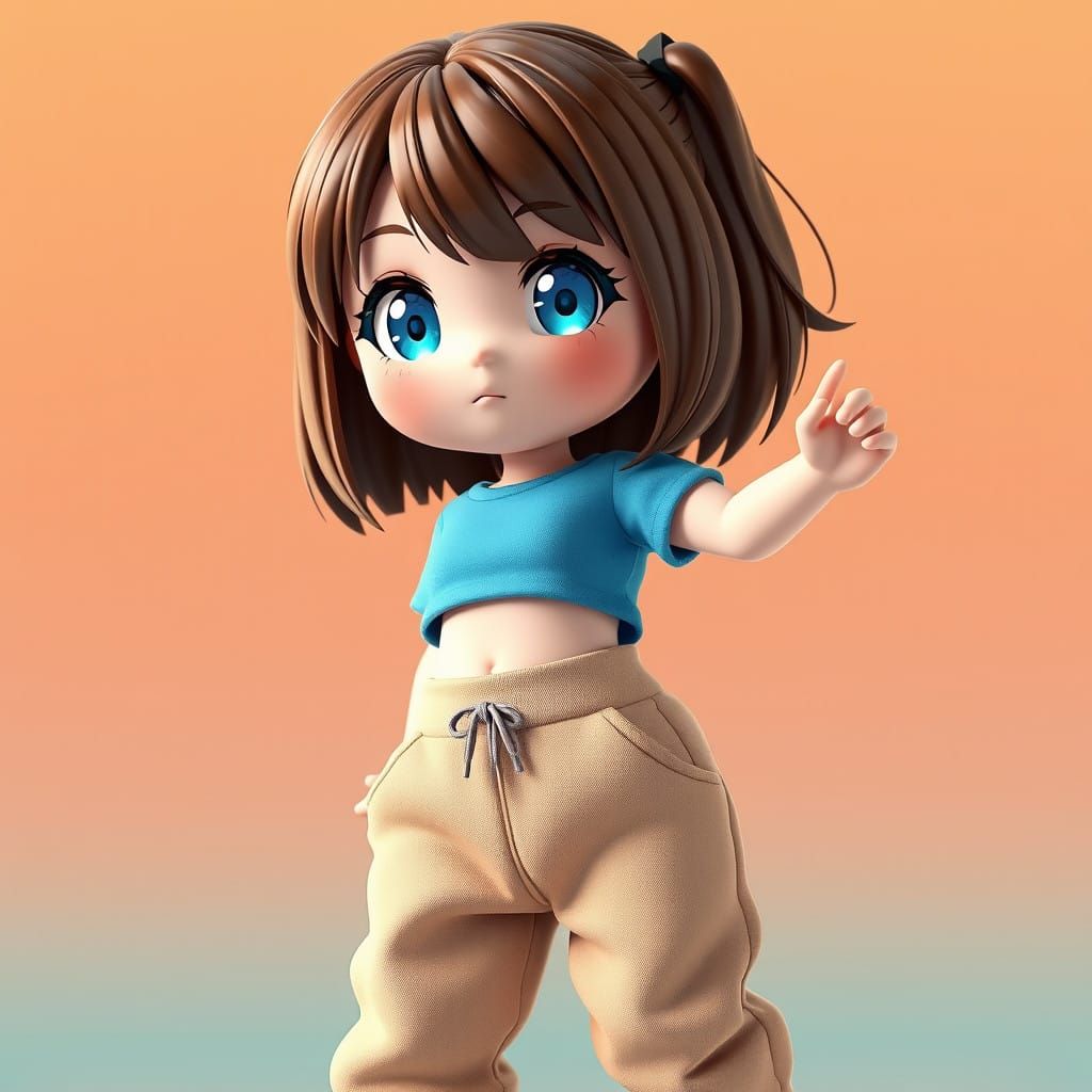 Chibi Anime Girl in Vibrant Outfit