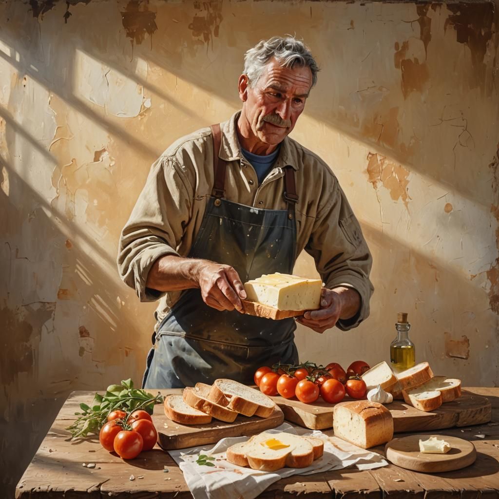 Hyperrealistic Farmer's Feast in Rich Golden Light