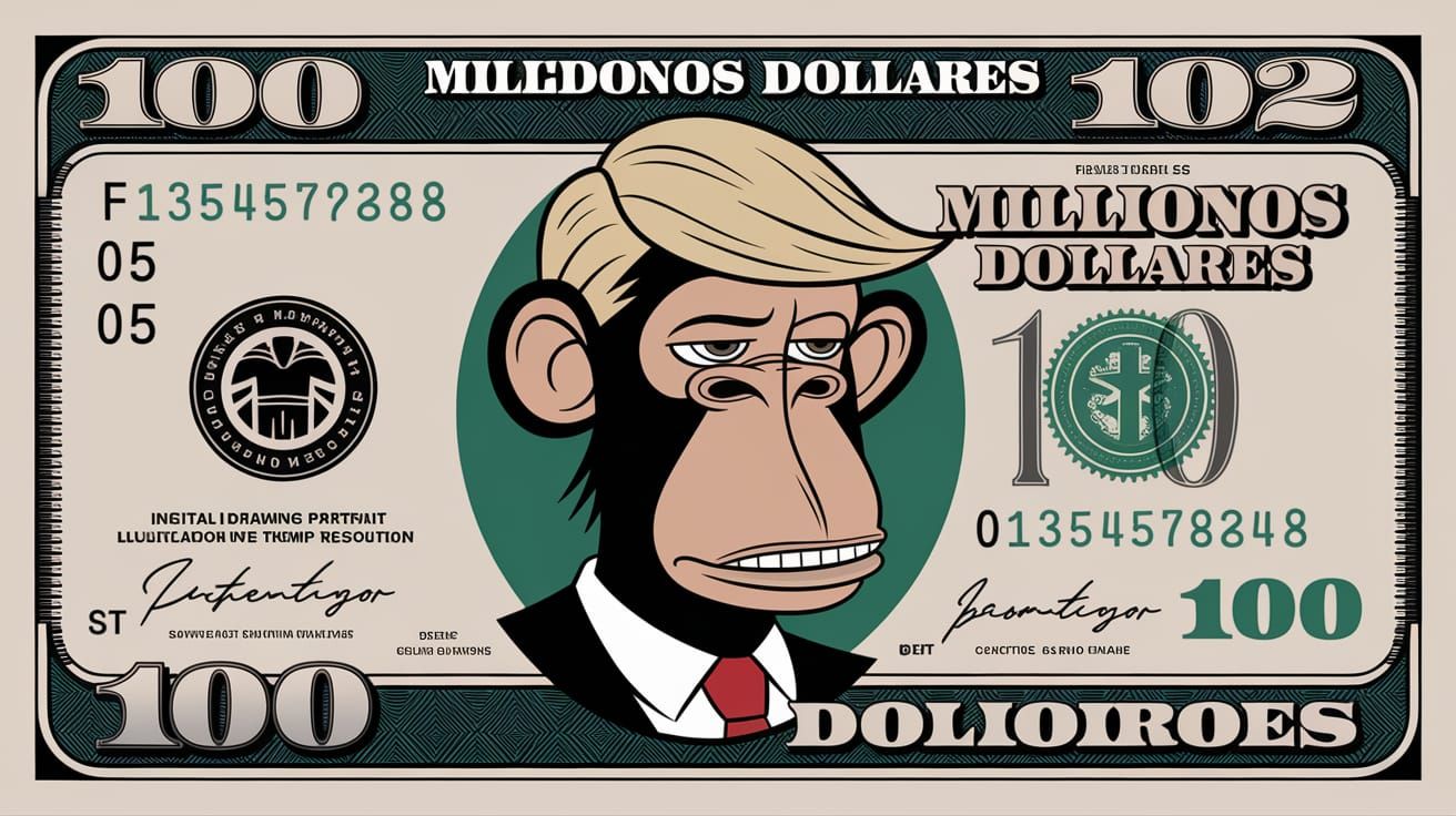 A Bored Ape in Trump Whig, Intaglio Drawing Masterpiece