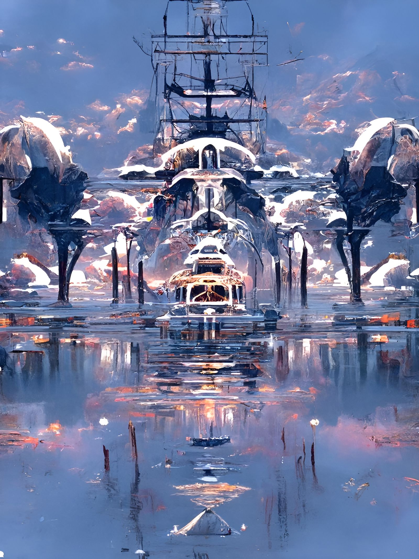 Ship Sails on Dark Seas: Hyperrealistic Seascape