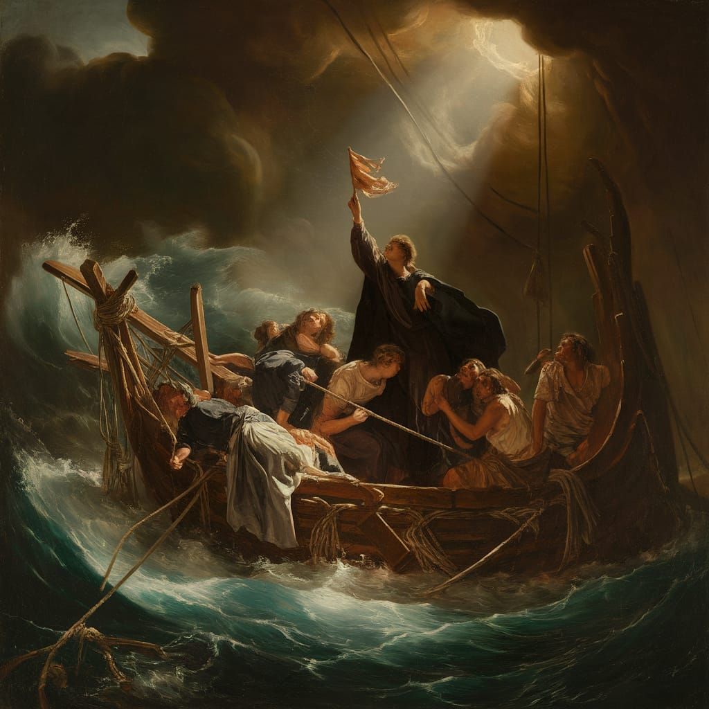 Epic Stormy Seascape in Dramatic Chiaroscuro Style