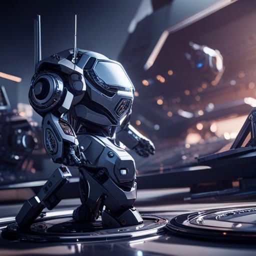 Futuristic Sci-Fi Mech in Polished Metal