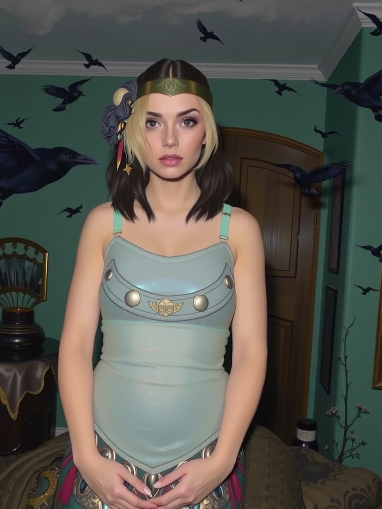 Regal Warrior Empresses Iridescent Armor Hyperrealistic Pain...