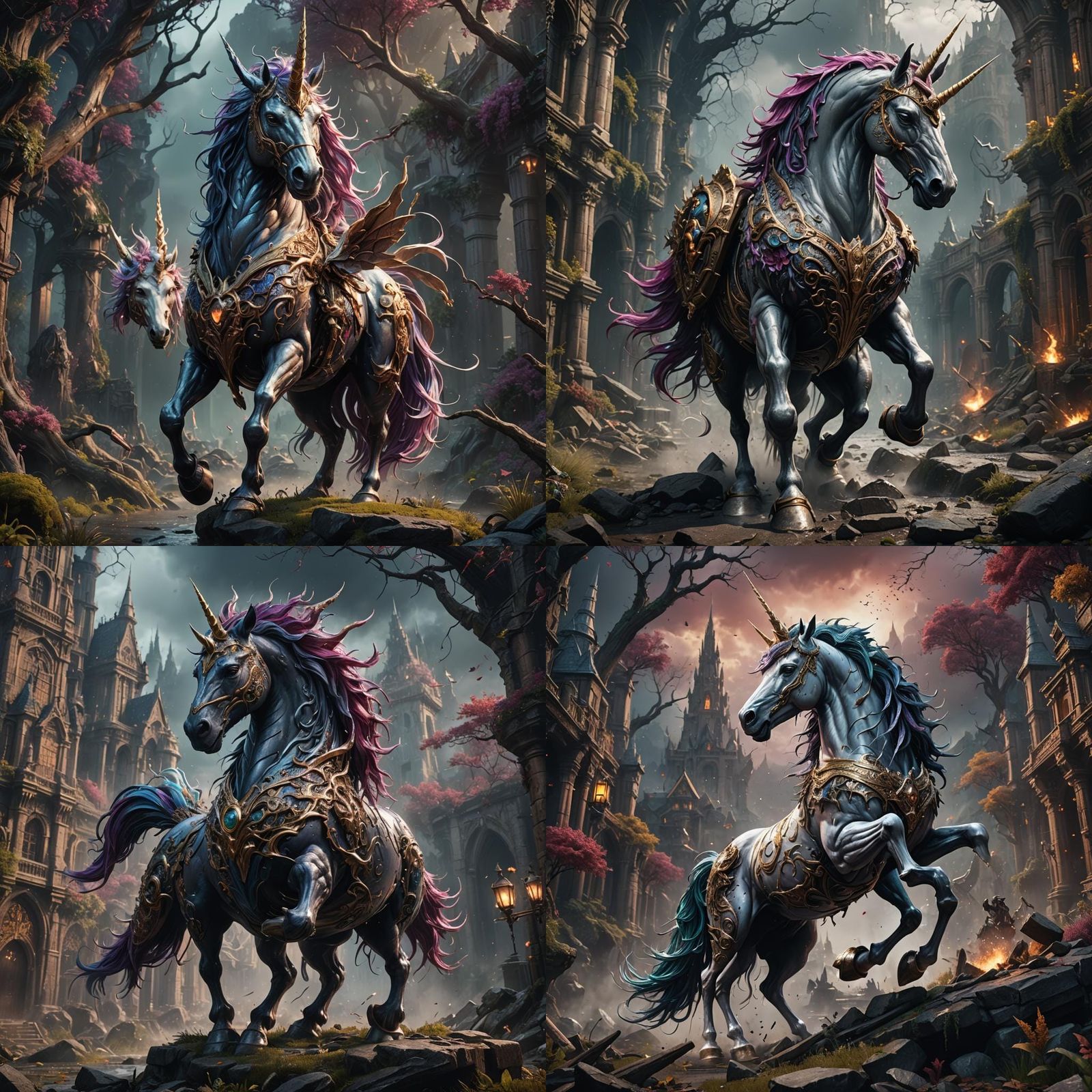 Fantastical Evil Unicorn in Detailed Matte Painting