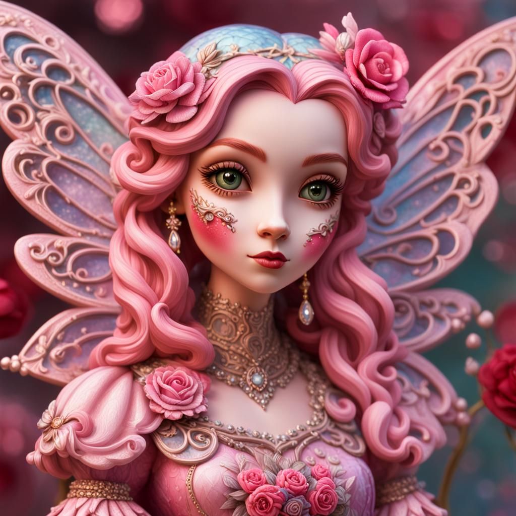 Victorian Pink Fairy in Valentinecore Style