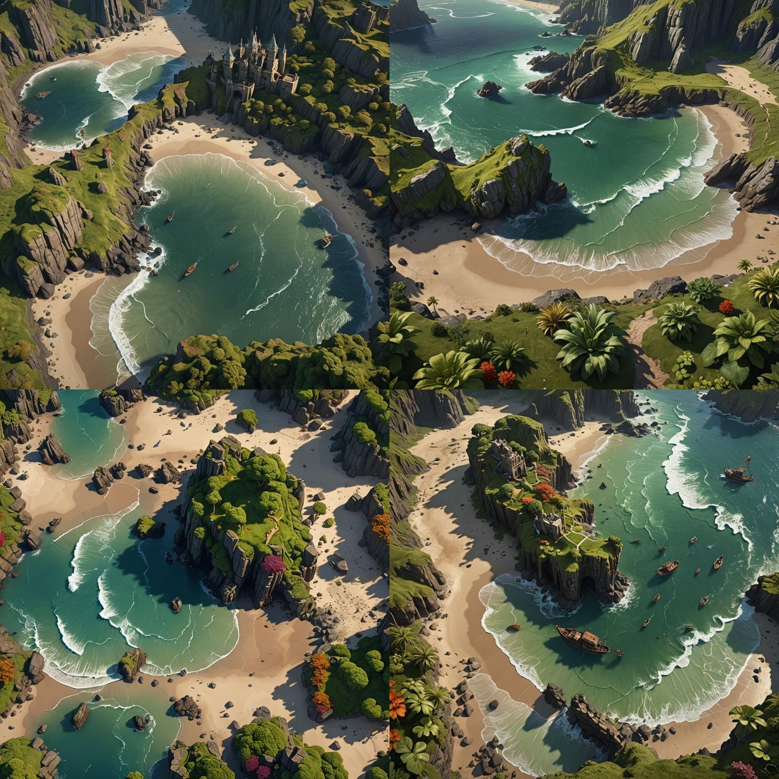 Irish Beach Matte Painting with Detailed Vegetation