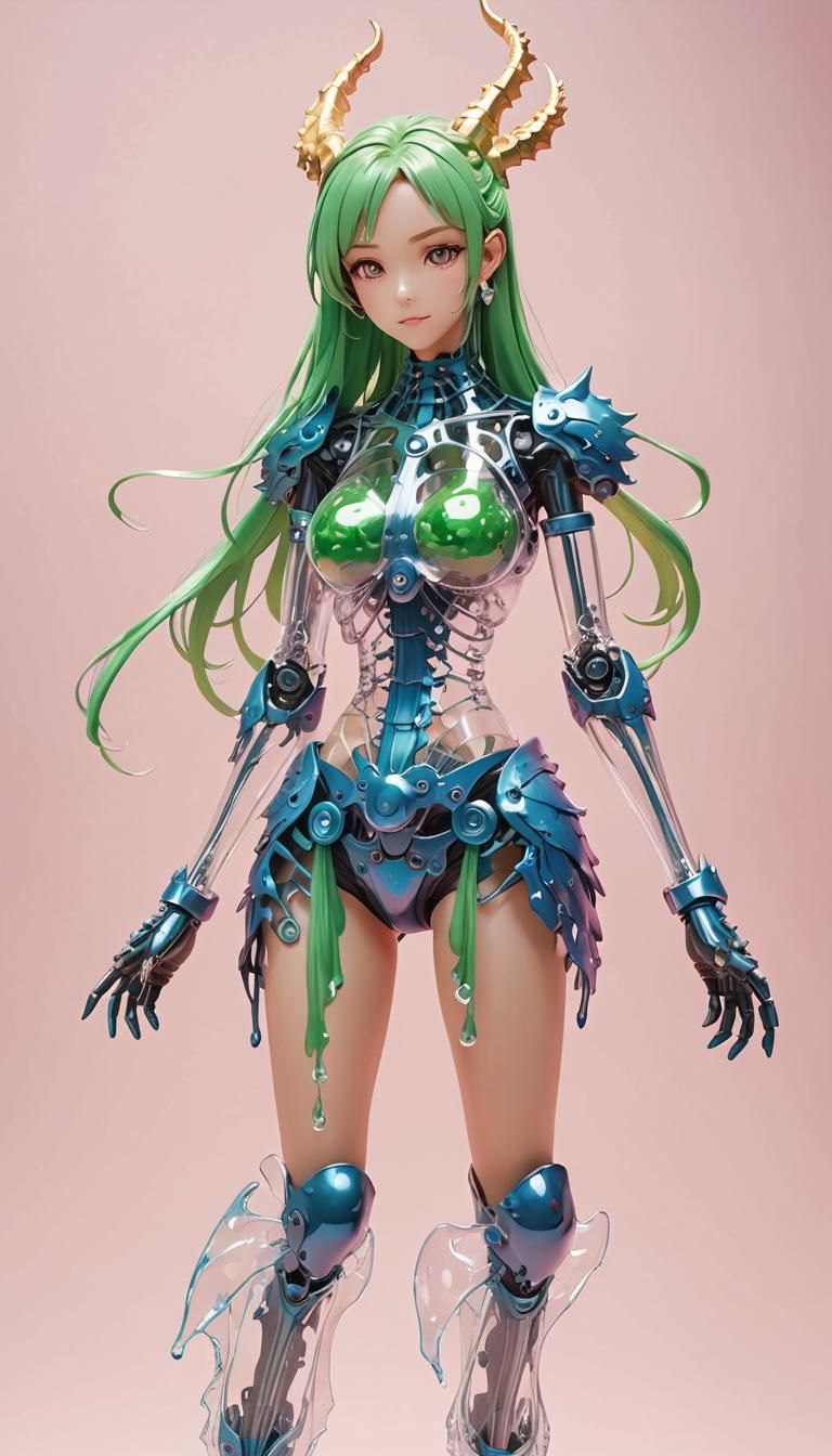 Chimera Girl with Robot Skeleton and Slime Body