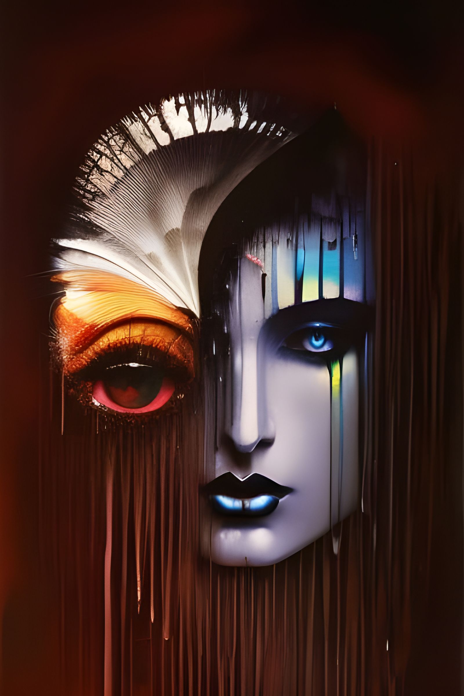 Distortion of Mind in Iridescent Watercolor Style