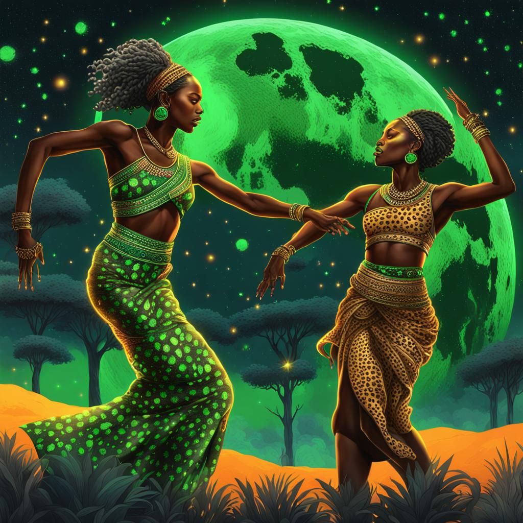 Energetic Dance Under Midnight Sky