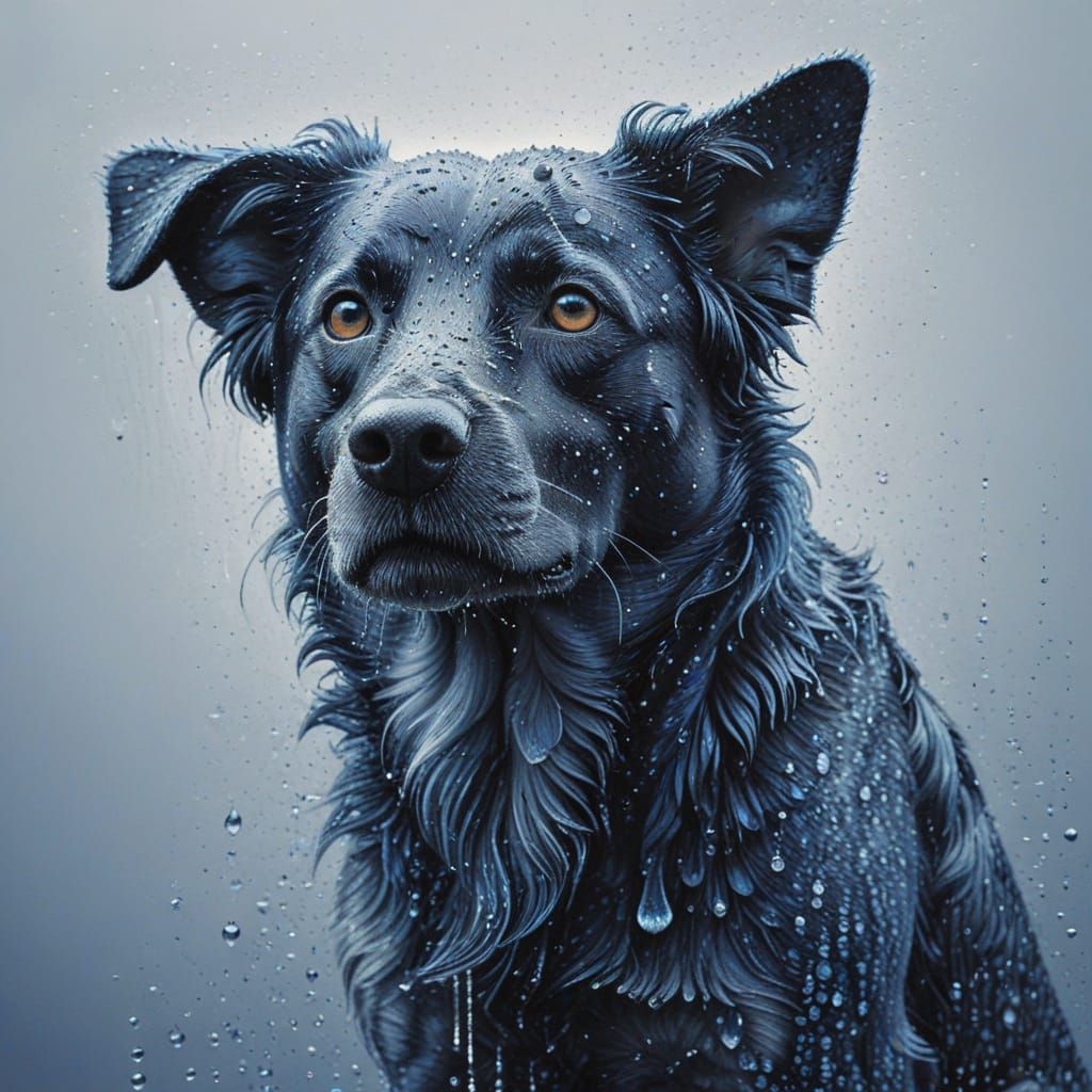 Pointillist Blue Water Droplet Canine