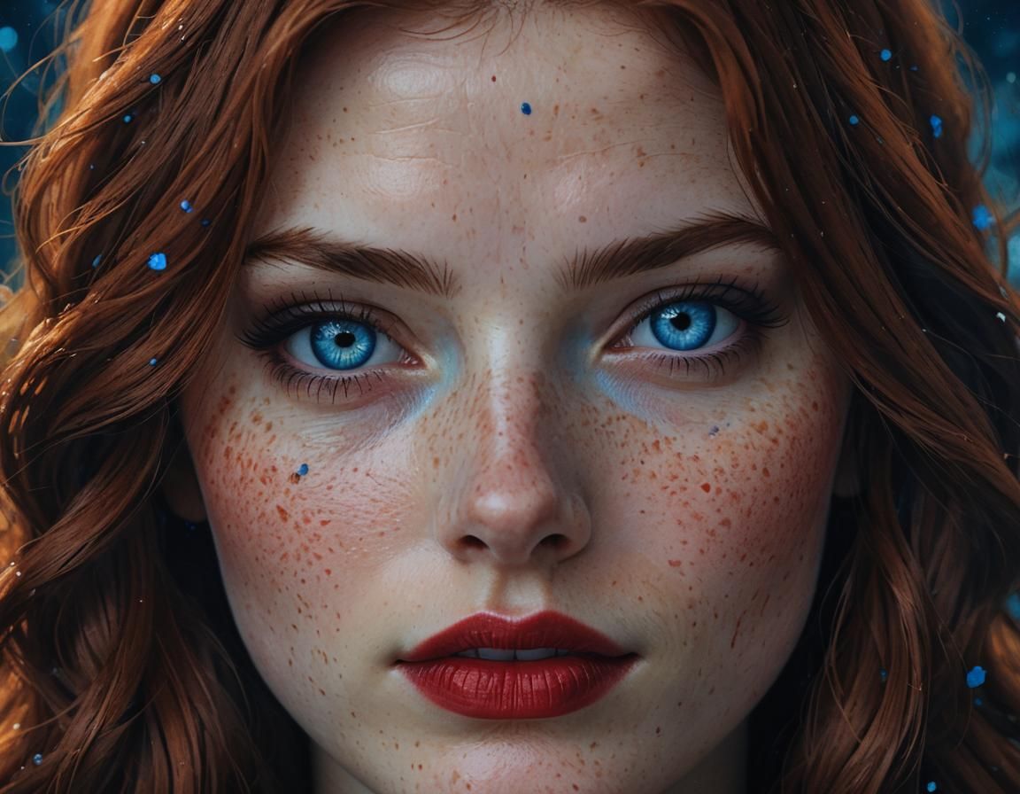 Auburn-Haired Girl with Blue Eyes: Fantasy Portrait