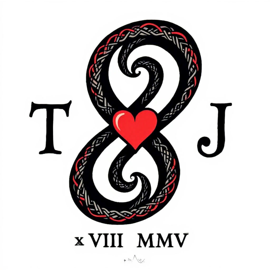 Infinity Symbol Tattoo with Heart and Initials