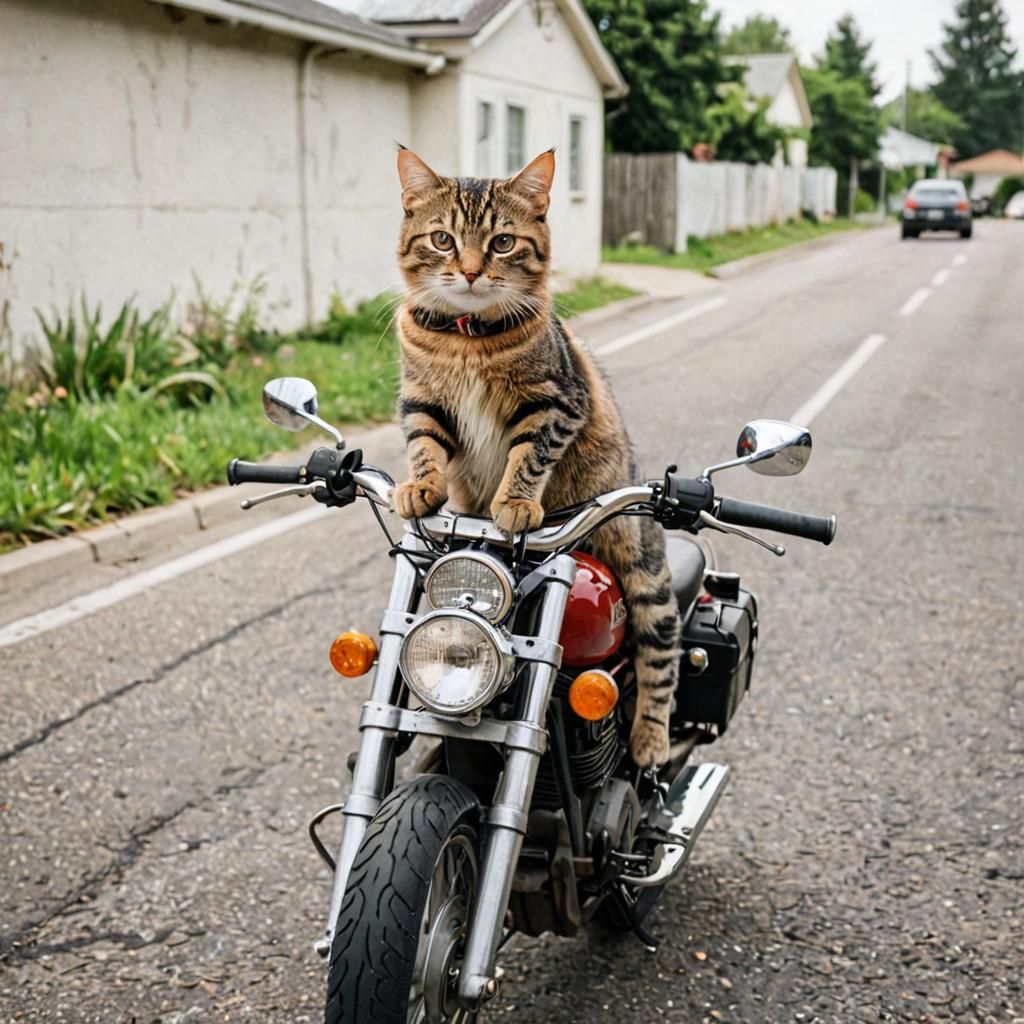 Cat on Motorcycle: A Whimsical Adventure