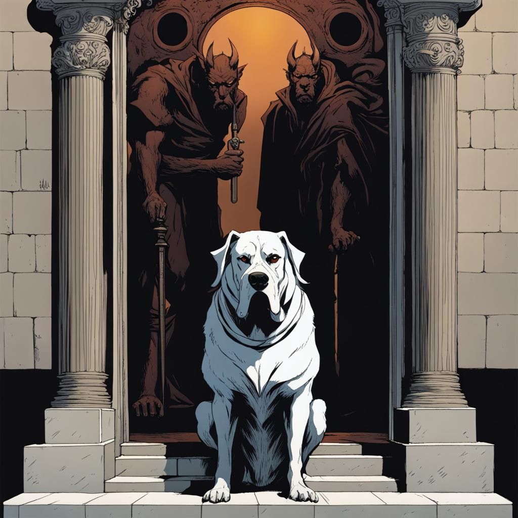 Hades' Entrance Guarded by Cerberus