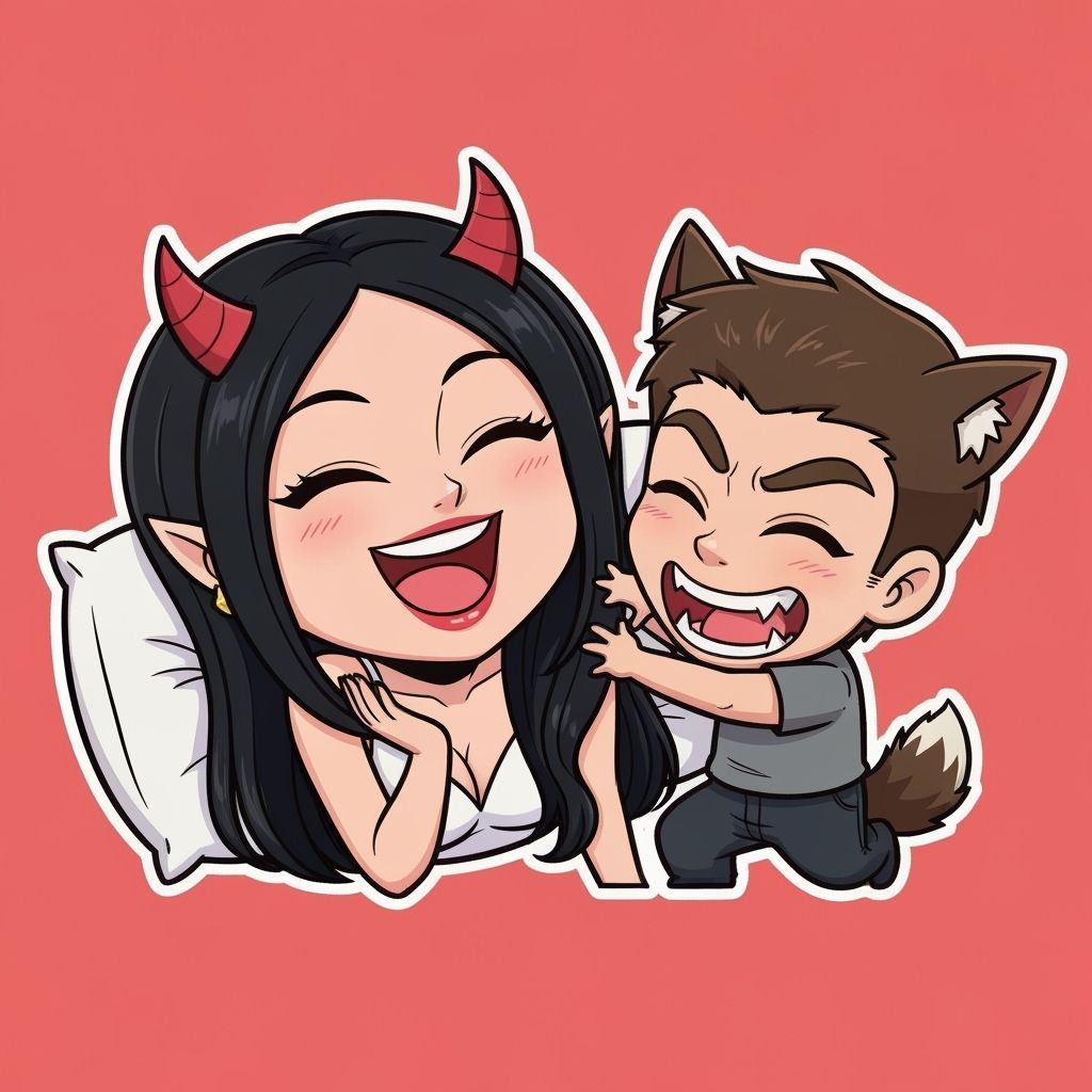 Cute Chibi Sticker Design of Italian Couple