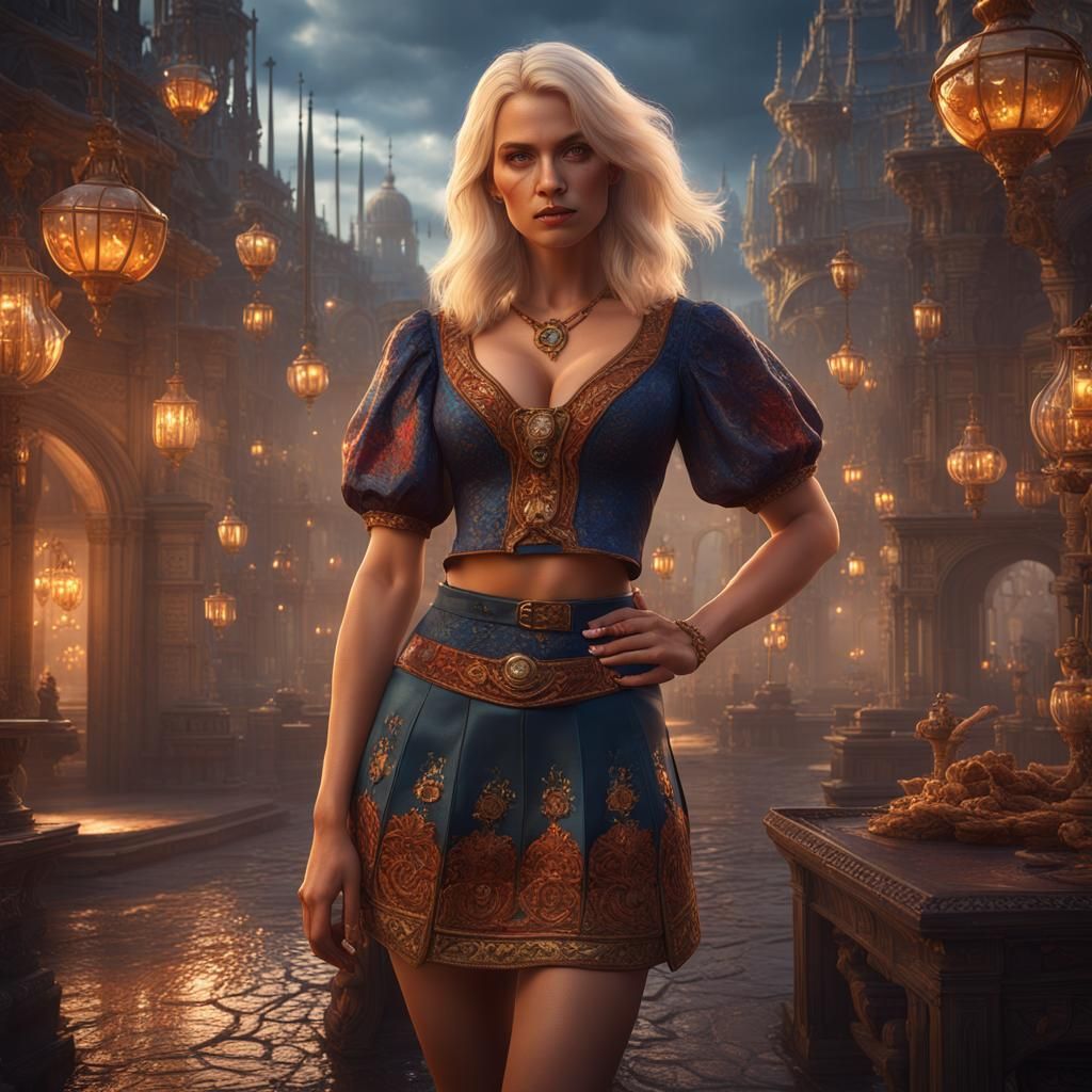 Blonde Woman in Fantasy Concept Art Style
