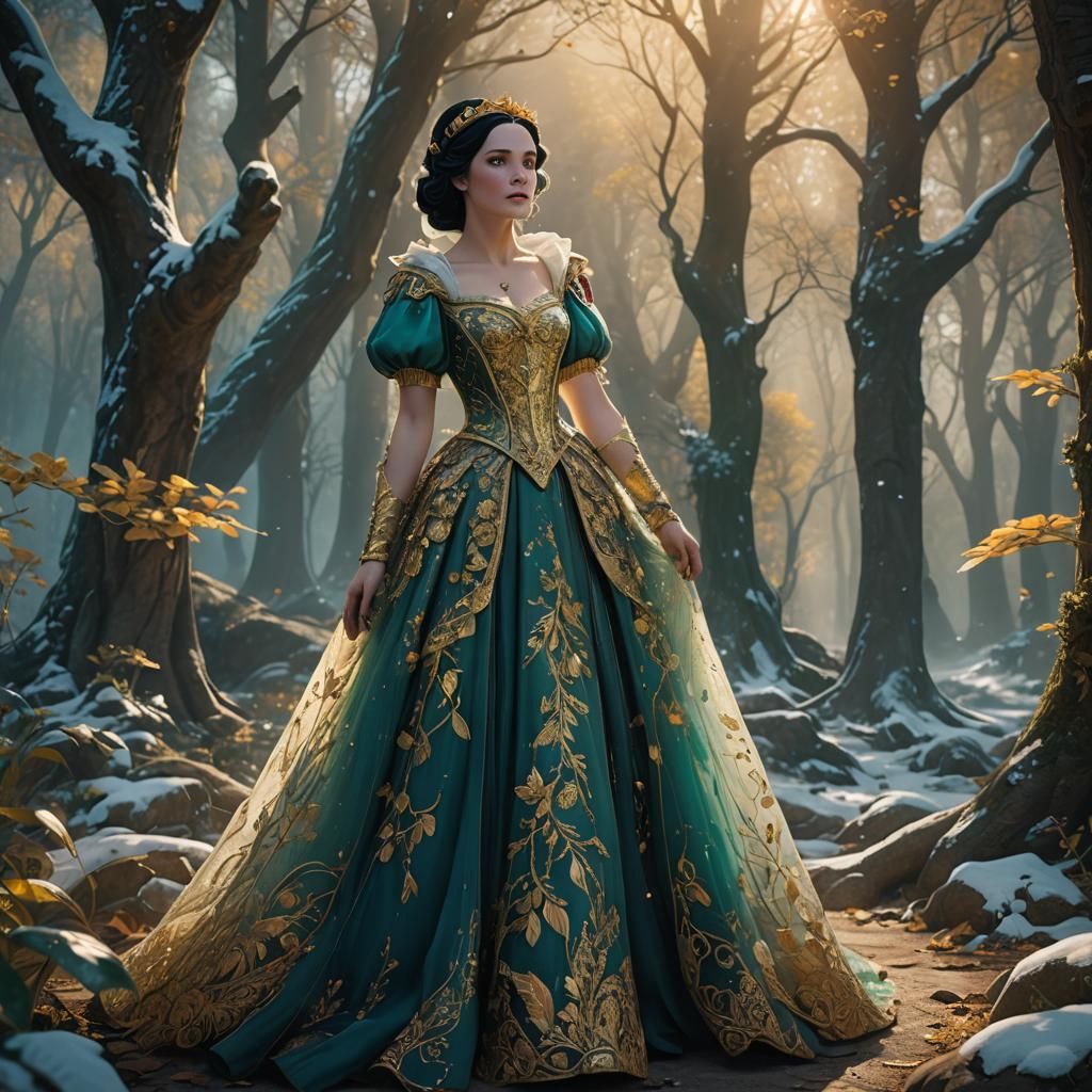 Snow White in Mystical Forest: Fantasy Concept Art