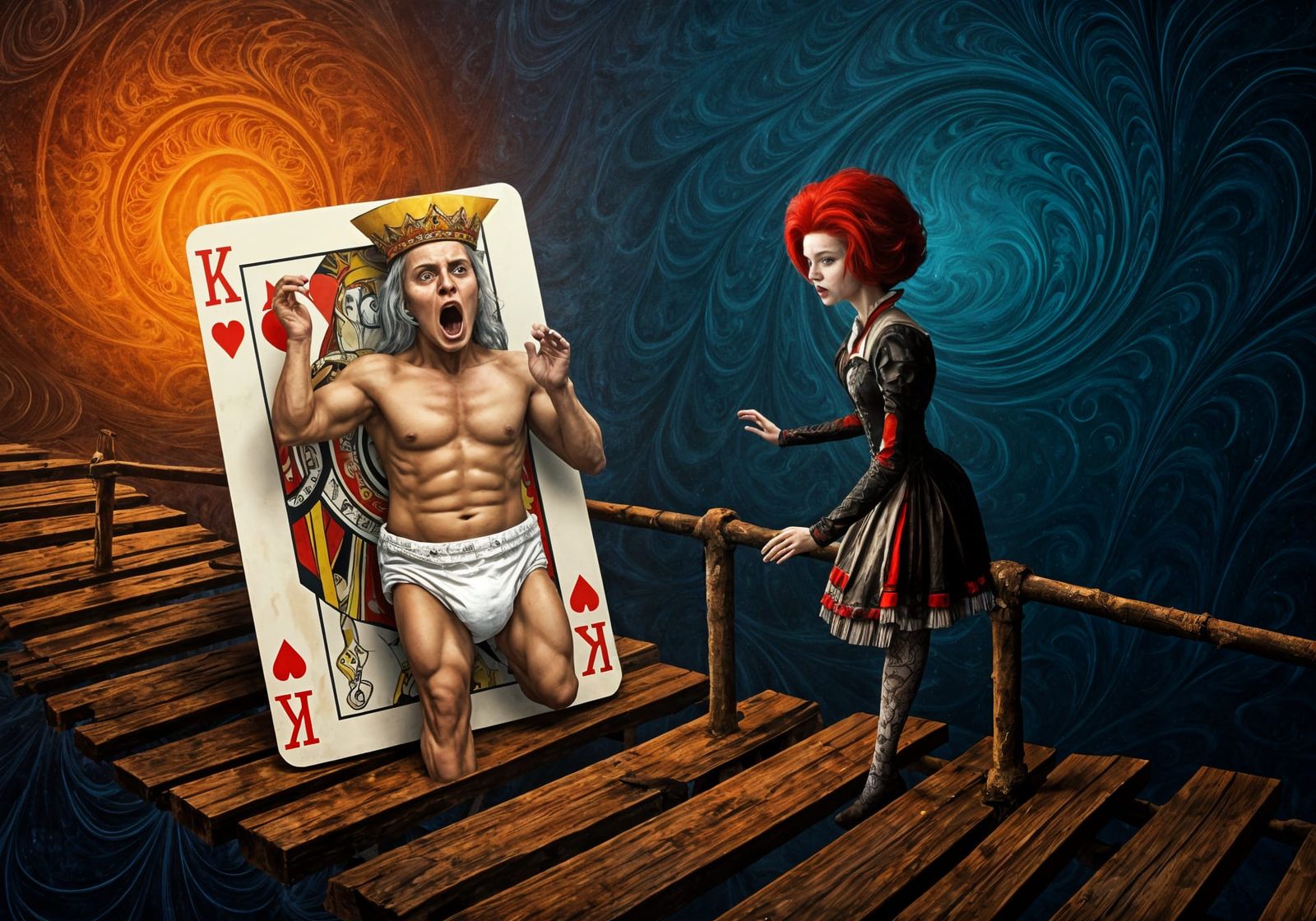 Emotive King of Hearts in Expressionist Style