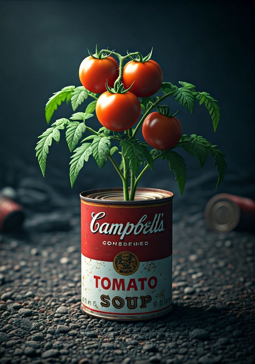 Tomato Plant in Soup Can: Post-Apocalyptic Scene
