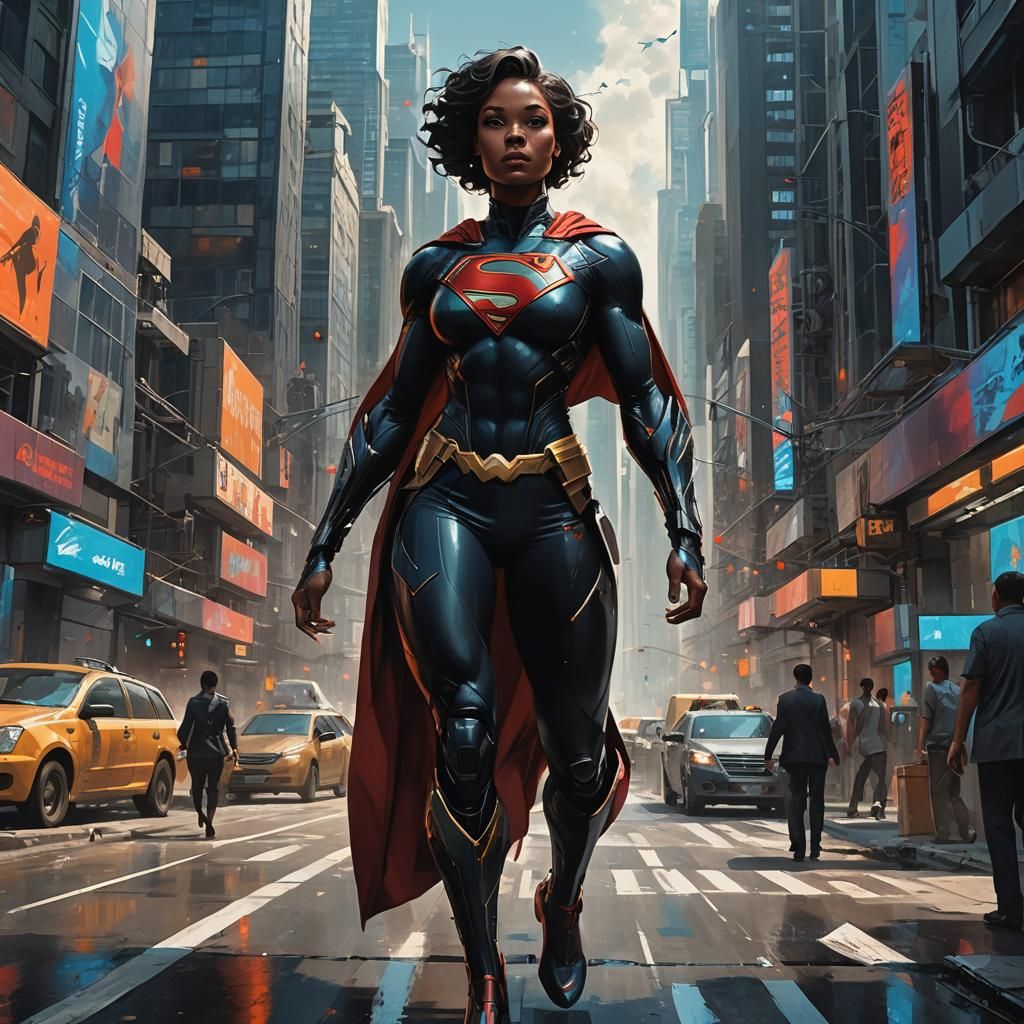 Futuristic Metropolis: Black Superman-Inspired Lois Lane