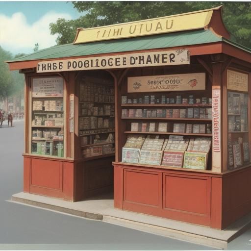 Postcard Displayed in a Colorful Kiosk