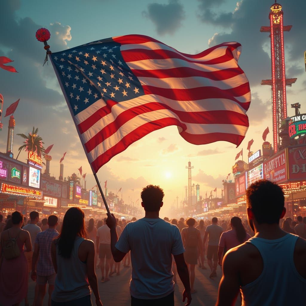 Vibrant American Carnival: A Digital Matte Painting