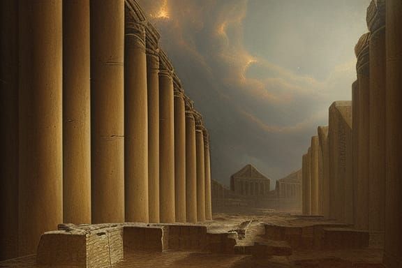 Haunting Egyptian Ruins in Dark Fantasy Style