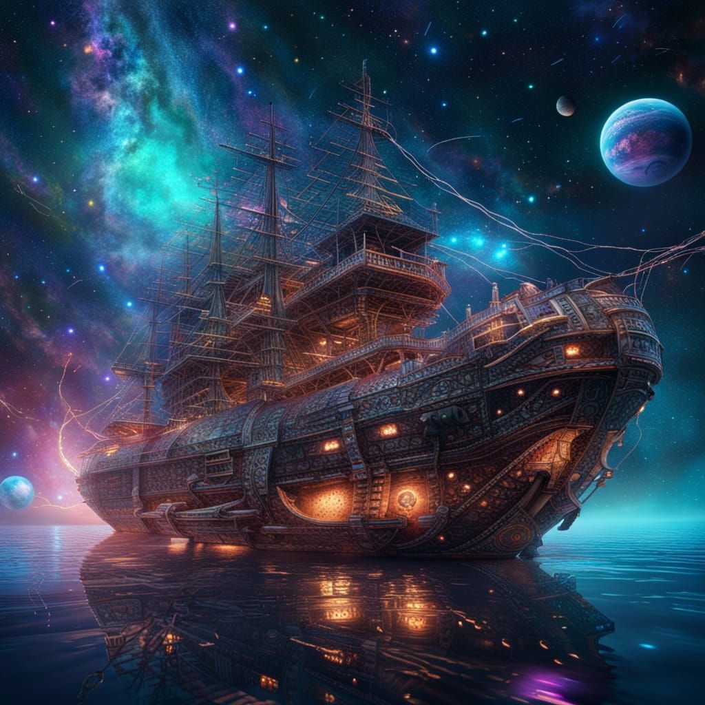 Space Pirate Ship in the Milky Way