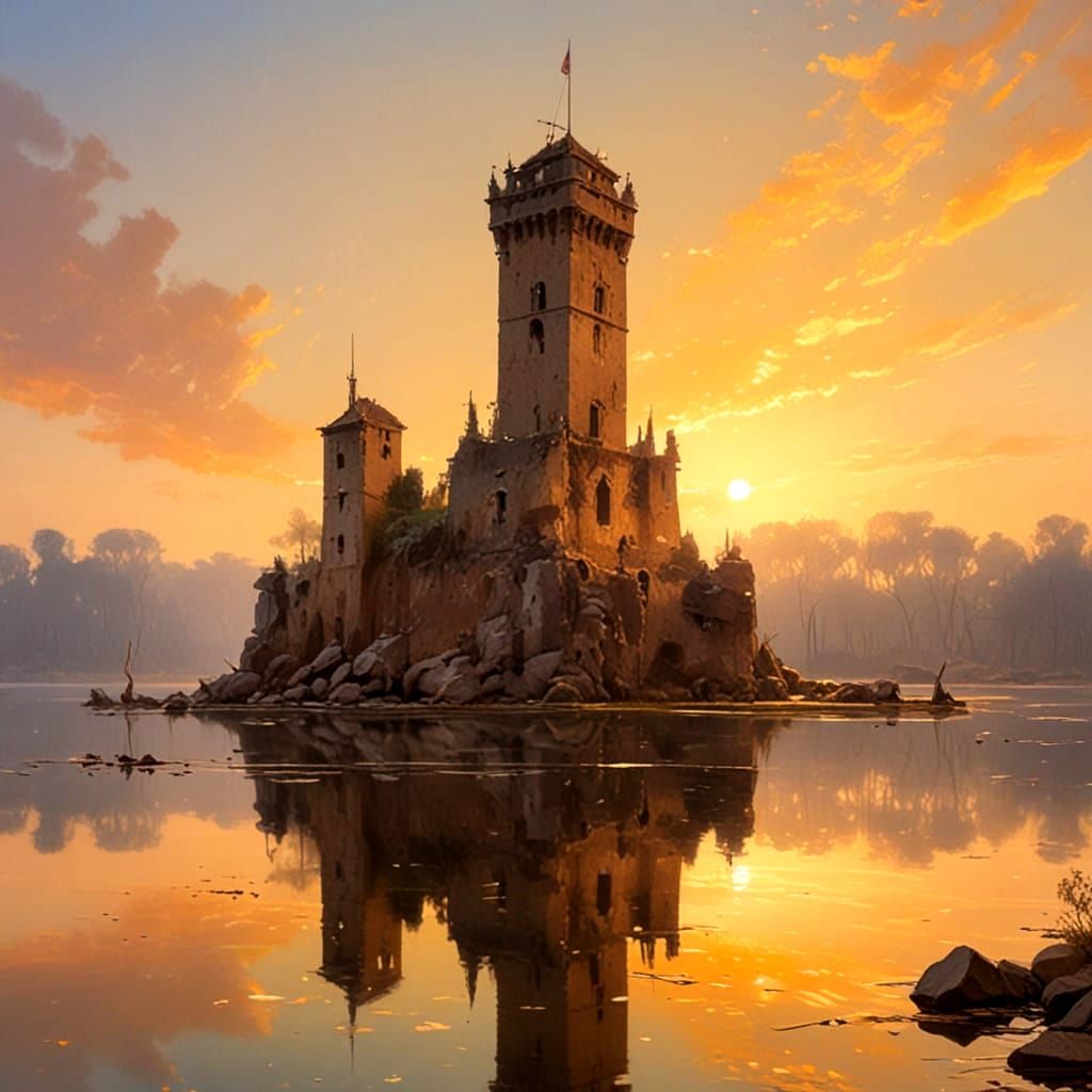 Abandoned River Island Fortress