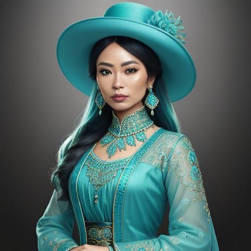 Woman in Turquoise Outfit: AI Generated Image